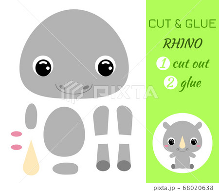 Cut and glue baby sitting rhino. Educational paper Cut and glue baby sitting rhino. Educational paper 68020638
