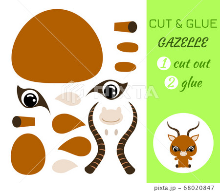 Cut and glue baby sitting gazelle. Educational 68020847