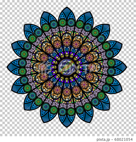 Rose window stained glass circular pattern 68021054