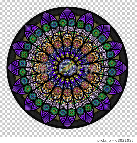 Rose window stained glass circular pattern 68021055