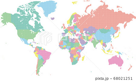 カラフルなドットの世界地図のイラスト素材