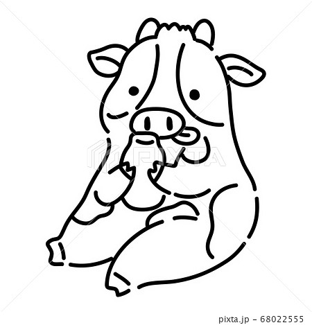 ホルスタイン牛のシンプルなイラストのイラスト素材