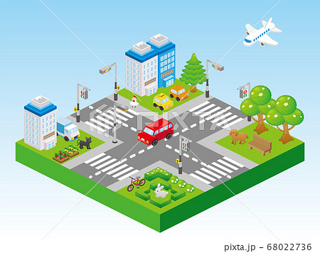 交差点のイラスト素材