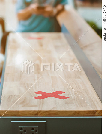 Alternative seating mark for social distance rules in the mall distance for one seat from other people to protect from Corona Virus(COVID-19), social distancing for infection risk.New normal lifestyle 68023818