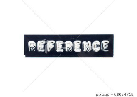 Embossed letter in word reference on black banner 68024719