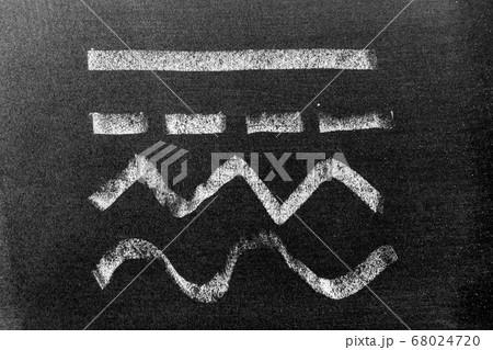 White color chalk hand drawing in set of line shape on black board background White color chalk hand drawing in set of line shape on black board background 68024720