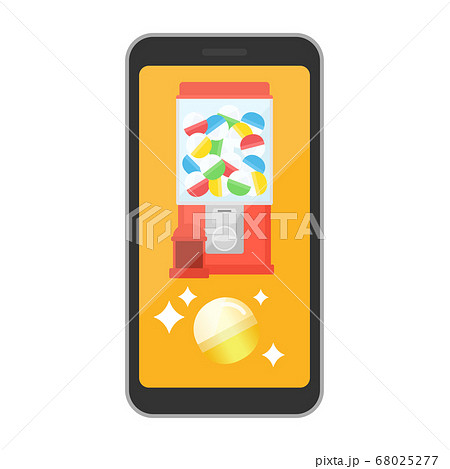 スマートフォンアプリでガチャを回すイラスト 68025277