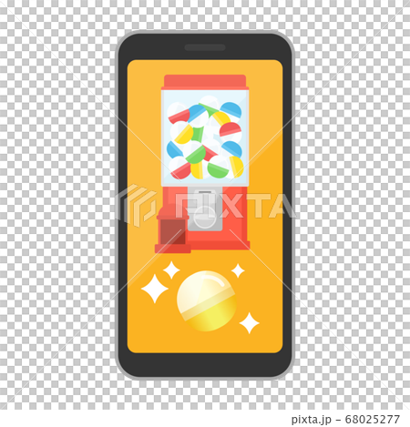 スマートフォンアプリでガチャを回すイラスト 68025277