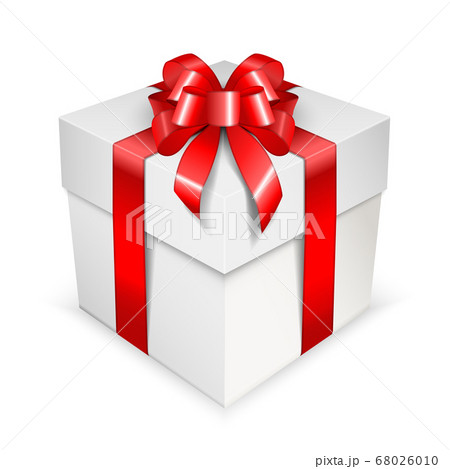 Clean white gift box with a lush bow. Square 68026010