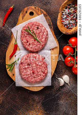 Fresh raw minced homemade grill beef burgers on 68026165