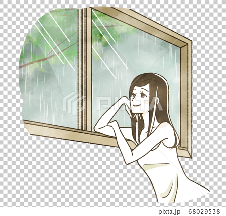 anime girl looking out the window drawing