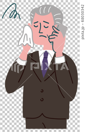 Suit male senior cell phone worried cold sweat 68030342