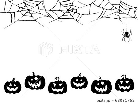 蜘蛛の巣とカボチャのハロウィンの背景のイラスト素材