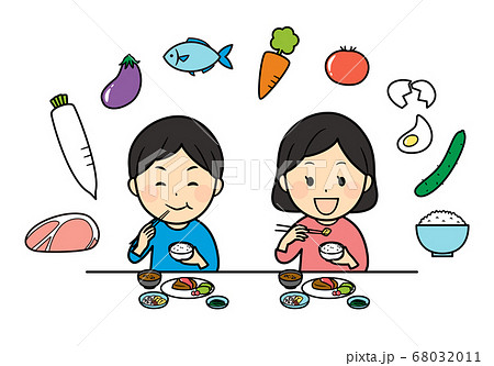 食事と料理と子どものイラスト素材