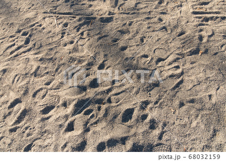 靴跡 砂場の写真素材