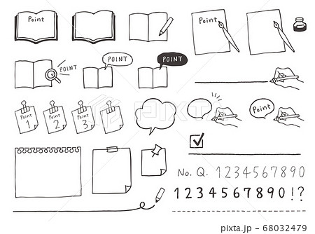 見出しアイコンと数字素材 手描き 見出しアイコンと数字素材 手描き 68032479