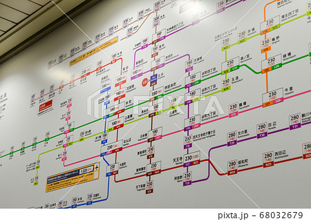 大阪メトロ堺筋線北浜駅のきっぷ運賃表 大阪メトロ堺筋線北浜駅のきっぷ運賃表 68032679