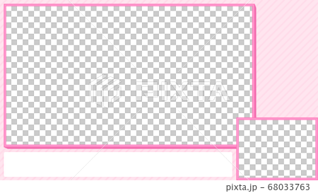 シンプルストライプの画面枠 ピンク ゲーム実況 配信用のイラスト素材