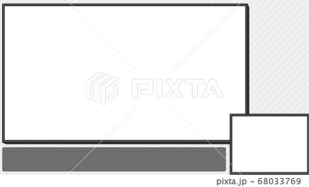 シンプルストライプの画面枠 グレー ゲーム実況 配信用のイラスト素材