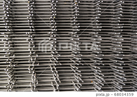 stack of reinforcement mesh folded on each other view from the side 68034359