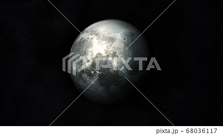 Dark gray image of a half-lit moon in space. Dark gray image of a half-lit moon in space. 68036117
