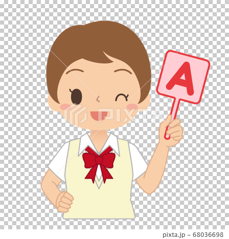 一名女學生持有英語A標籤的插圖 一名女學生持有英語A標籤的插圖 68036698
