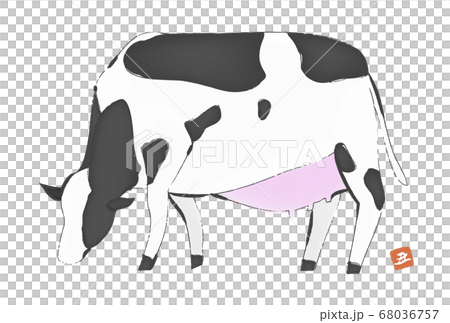 New Year's card material 2021 year of the ox: brush-drawn cow illustration 68036757