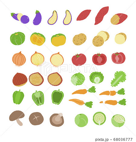 野菜のシンプルな手描き風ベクターイラストセットのイラスト素材