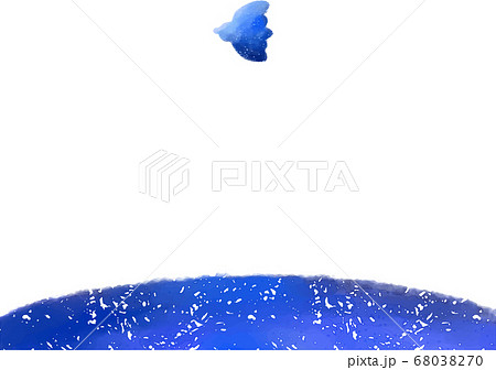 幸せの青い鳥の水彩手書きイラストのイラスト素材