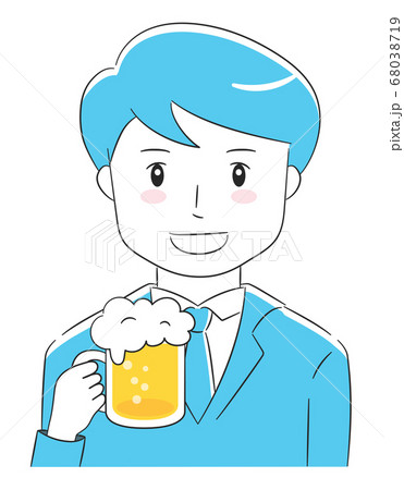 ビールを飲む会社員 男性イラストのイラスト素材