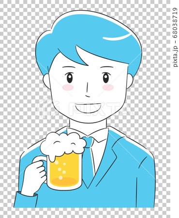 ビールを飲む会社員 男性イラストのイラスト素材