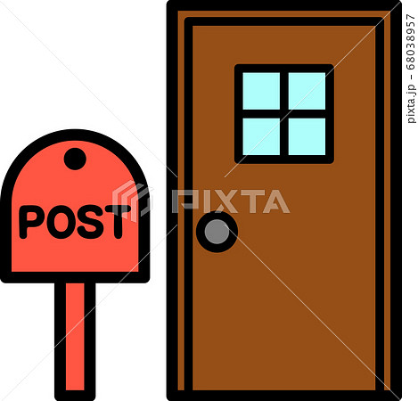 かわいい玄関ドアと郵便受けのイラスト素材