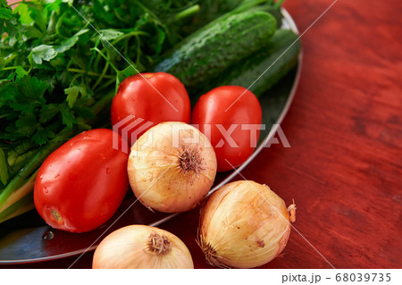 healthy food - fresh vegetables and greens on a 68039735