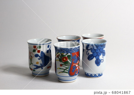 館林源右衛門 湯呑揃 染付 染錦 骨董品 館林源右衛門 湯呑揃 染付 染錦 骨董品 68041867