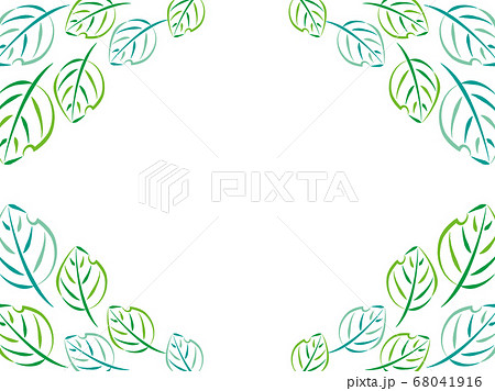 緑の葉のオシャレなフレーム背景 横向きのイラスト素材