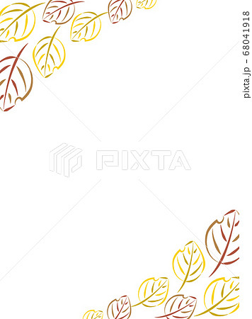 秋の葉のオシャレなフレーム背景 縦向きコーナーのイラスト素材