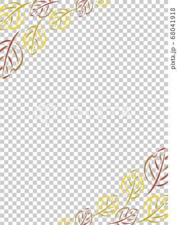 秋の葉のオシャレなフレーム背景 縦向きコーナーのイラスト素材