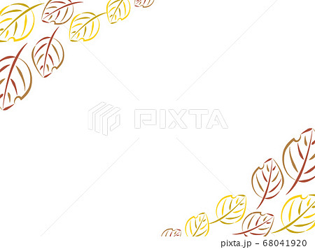 秋の葉のオシャレなフレーム背景 横向きコーナーのイラスト素材