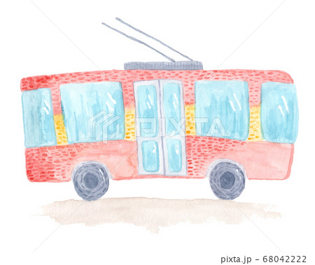 Cute colorful vector watercolor trolleybus 68042222