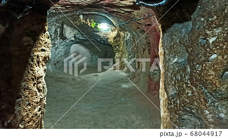 Ancient multi-level cave Derinkuyu Underground City in Cappadocia, Turkey 68044917