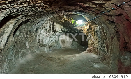 Ancient multi-level cave Derinkuyu Underground City in Cappadocia, Turkey 68044919
