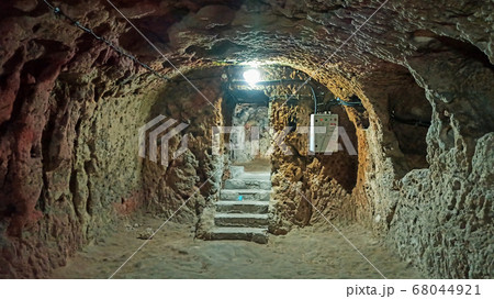 Ancient multi-level cave Derinkuyu Underground City in Cappadocia, Turkey 68044921
