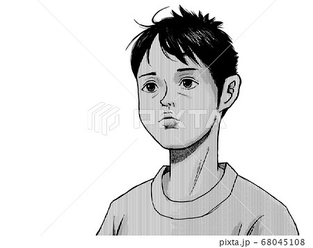 遠くを見つめる男のペン画 68045108