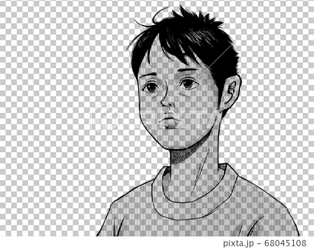 遠くを見つめる男のペン画 68045108