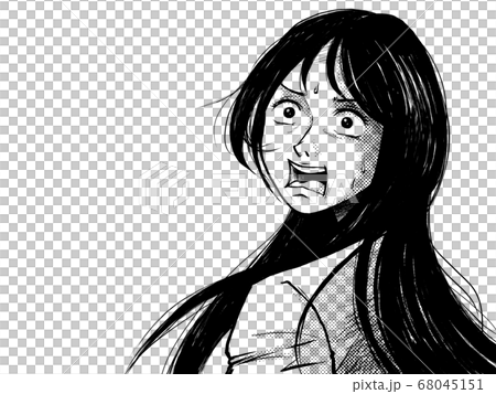 驚く女性のイラストのイラスト素材