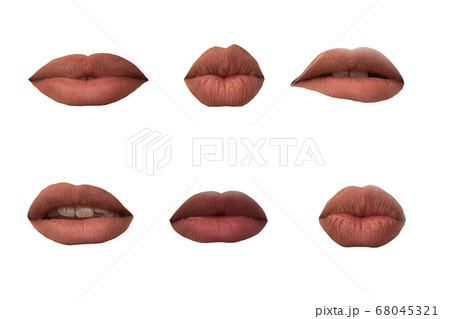 Collage in magazine style with emotional woman's 68045321