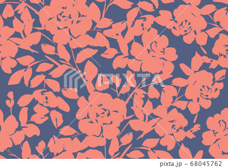 Floral seamless pattern. Silhouettes made of roses and petals. 68045762