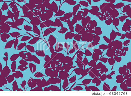 Floral seamless pattern. Silhouettes made of roses and petals. 68045763