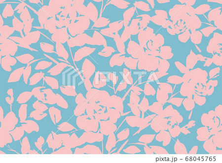 Floral seamless pattern. Silhouettes made of roses and petals. 68045765