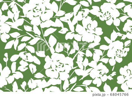 Floral seamless pattern. Silhouettes made of roses and petals. 68045766